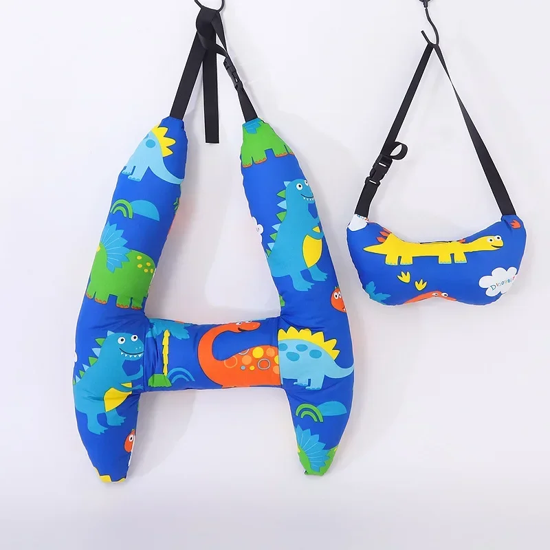 Car Child Safety Neck Pillow Sleeping Throw Pillow Dual Use Cute Animal Pattern Head Support U Shaped Travel Pillow CarHeadrest