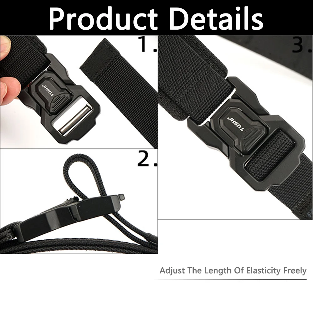 TUSHI Neuer starre Hosengürtel für Männer, Metallschnalle, Schnellverschluss, militärischer taktischer Gürtel, dicker Nylon-Freizeitgürtel, männlicher Gürtel – Detail 12