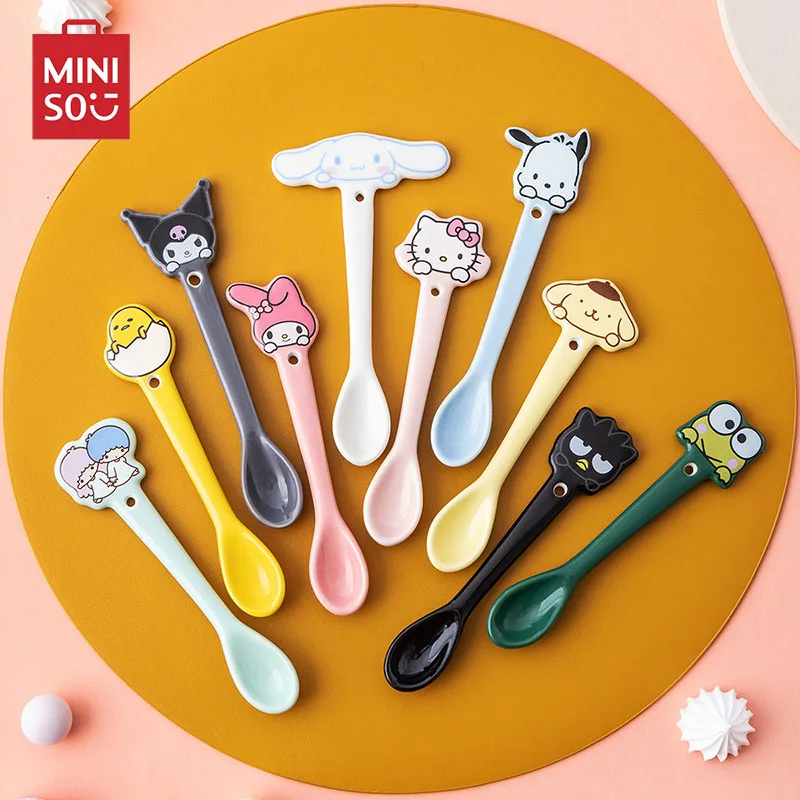 

Sanrio Anime Hello Kitty Spoon Kawaii Cartoon Kuormi Melody Action Figure Ceramics Spoon Soup ladle tableware Kids Birthday Gift