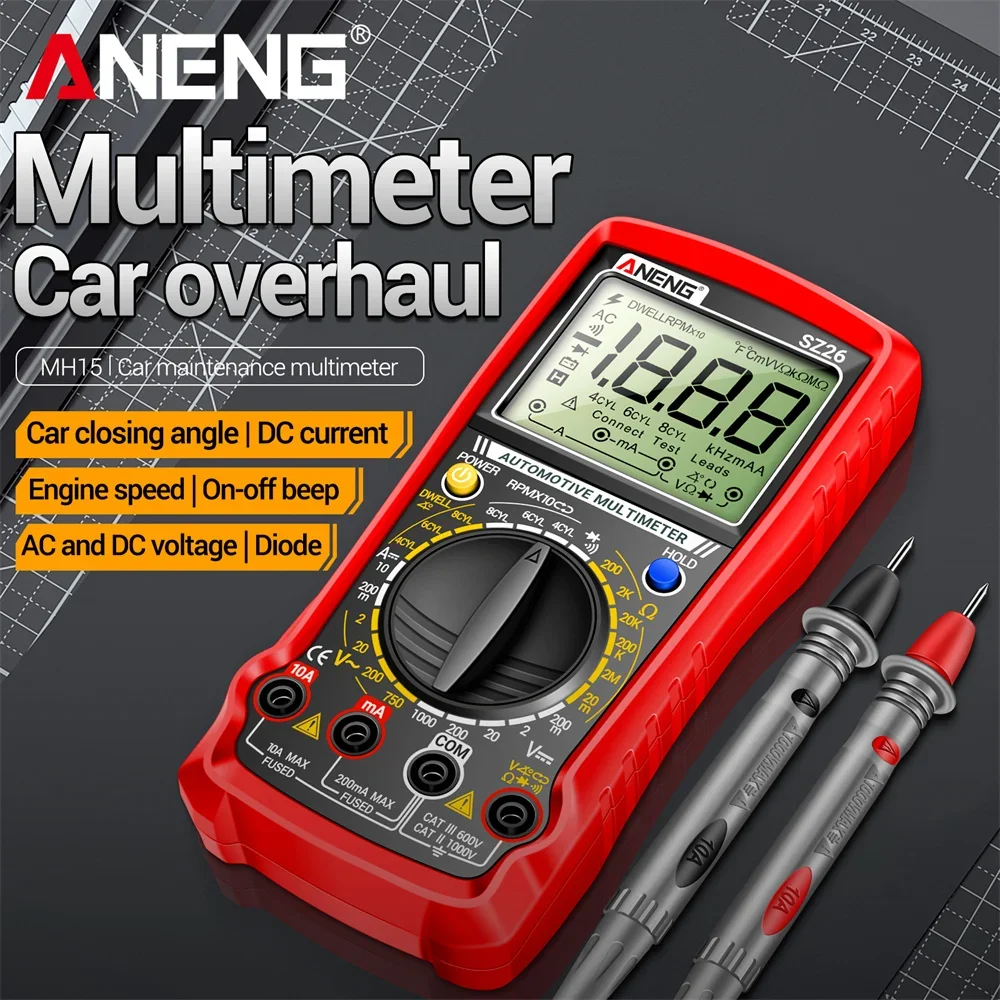 

ANENG SZ26 Smart Multimeter AC/DC Voltage DC Current High Precision Car Overhaul Multimetro Diode Resistance Tester 1999 Count