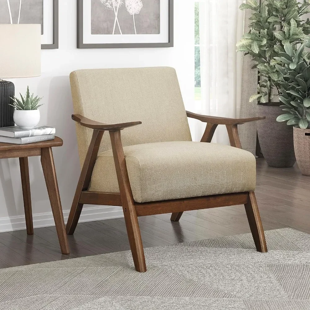 Modern Accent Chair,Upholstered Lounge Armchair,Comfy Innerspring Seat Cushion, Linen-Look Fabric,living Room Chair