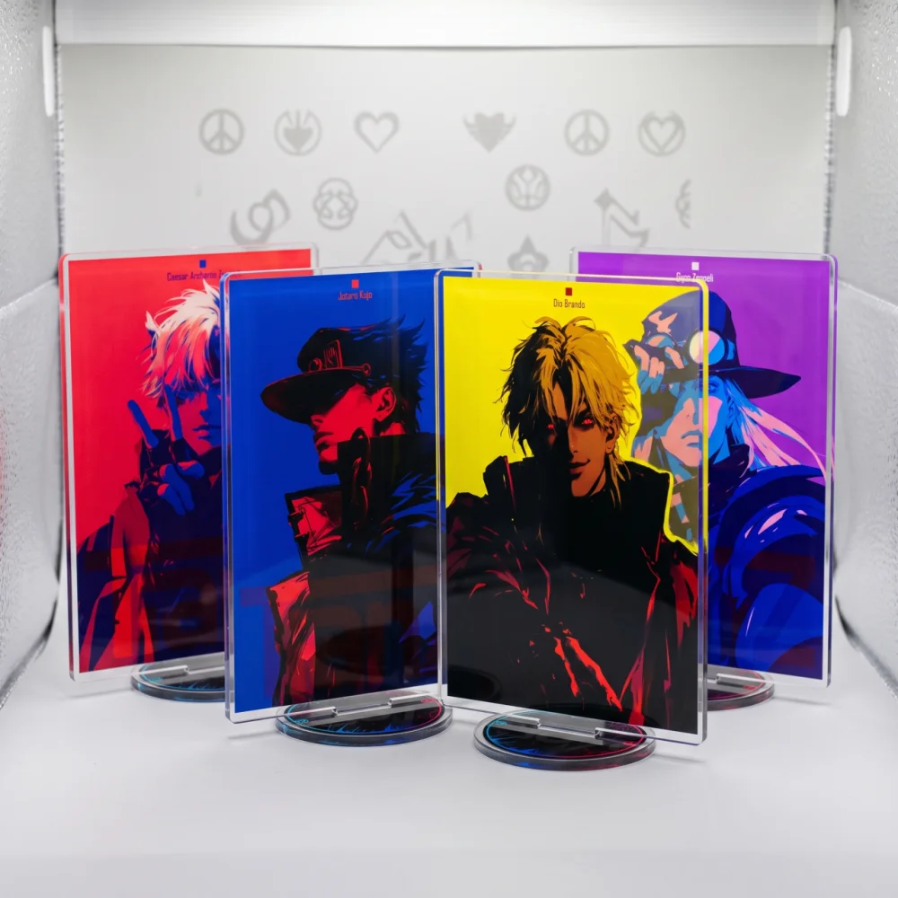 Anime JoJo Series 15cm Acrylic Keychain Stand Jonathan Johnny Joseph Caesar Jotaro Dio Desktop Ornament Manga Collectible Gift
