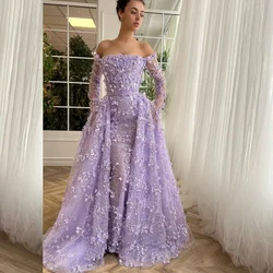 Vestido de fiesta de cóctel con apliques de Organza Jiayigong personalizado, vestido de ocasión a medida con hombros descubiertos, vestidos largos de Arabia Saudita