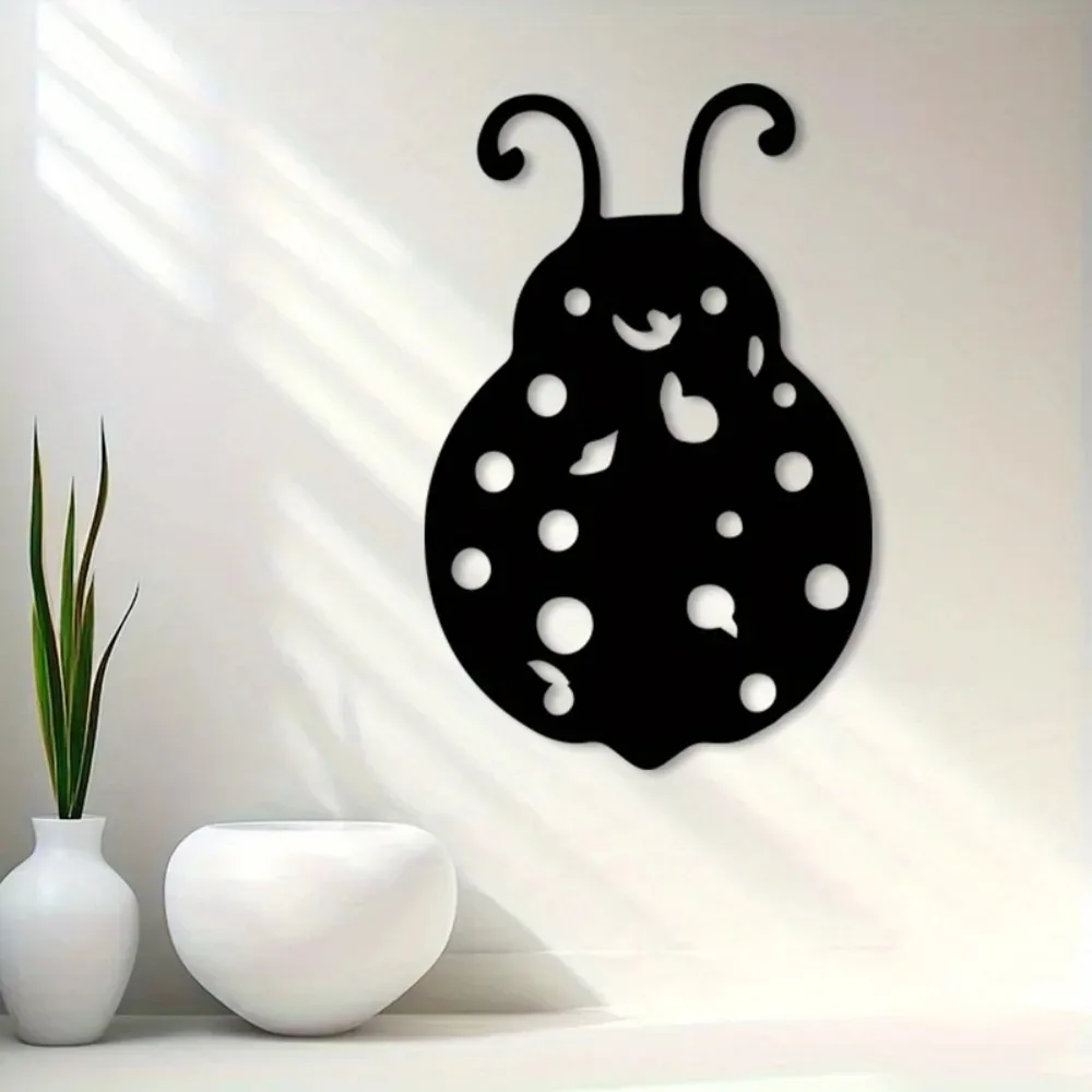 1pc Ladybug Metal Wall Art - Powder-Coated Nature Decor for Home Office Study, Rustic Gift for Collectors
