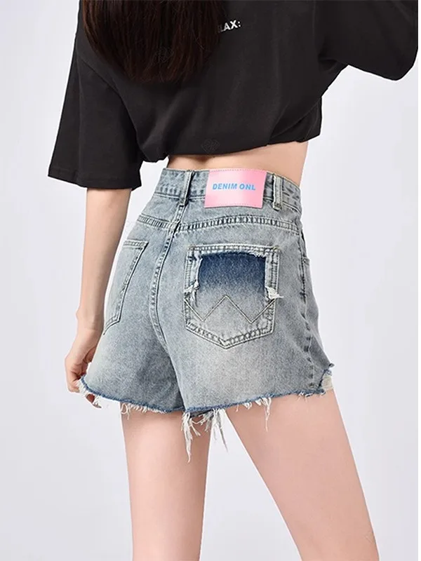 

High Waist Wide Leg Short Jeans Women's Summer Thin Loose Slim A-Line plus Size Fat MM Hot Pants Trendy Casual Loose Fit
