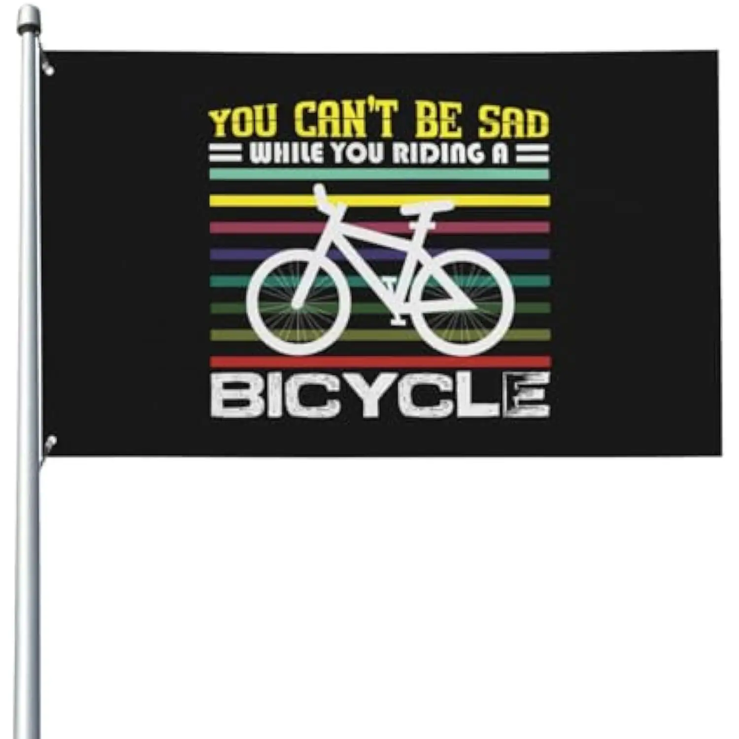You Cant Be Sad While Riding A Bicycle Flag Lightweight Fade Resistant Outdoor Decoration