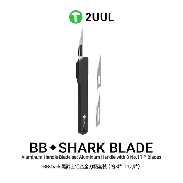 2UUL BB SHARK BLADE Aluminum Handle Knife Set with 3PCS No11 Blades for Phone Repair and Precision Cutting Ultra Light Anti