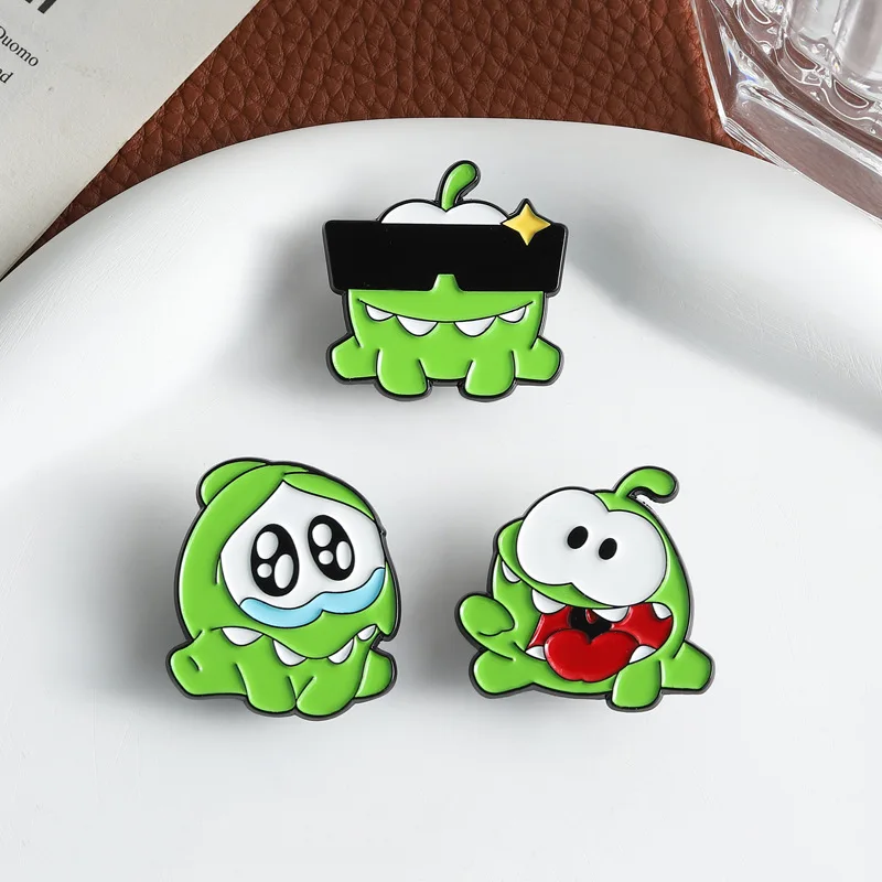Cartoon green monster Enamel Pins Cute interesting anime character brooch Clothing Accessories Friend Gifts