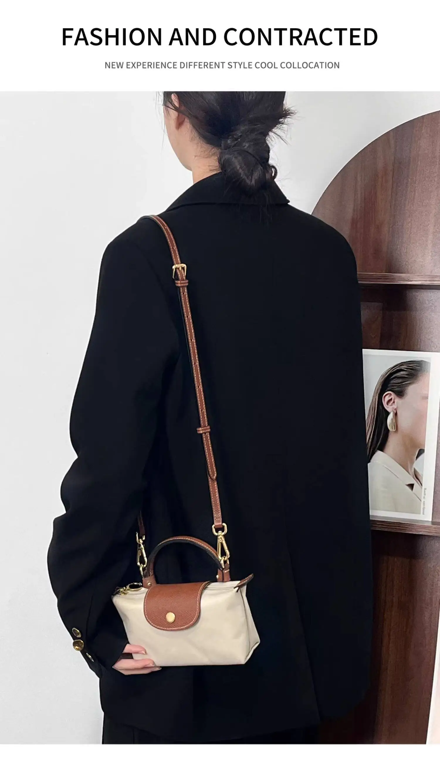 Genuine Leather Shoulder Strap Fit For Longchamp Mini Le Pliage Punch Free Crossbody Bag Strap Accessories