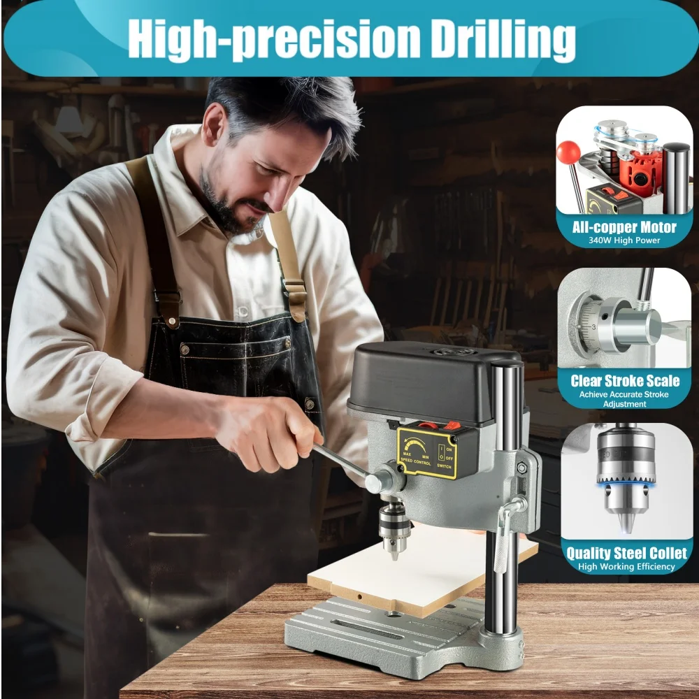 Portable Drill Press Electric Mini Drill Press Variable Speed Drill Press Bench