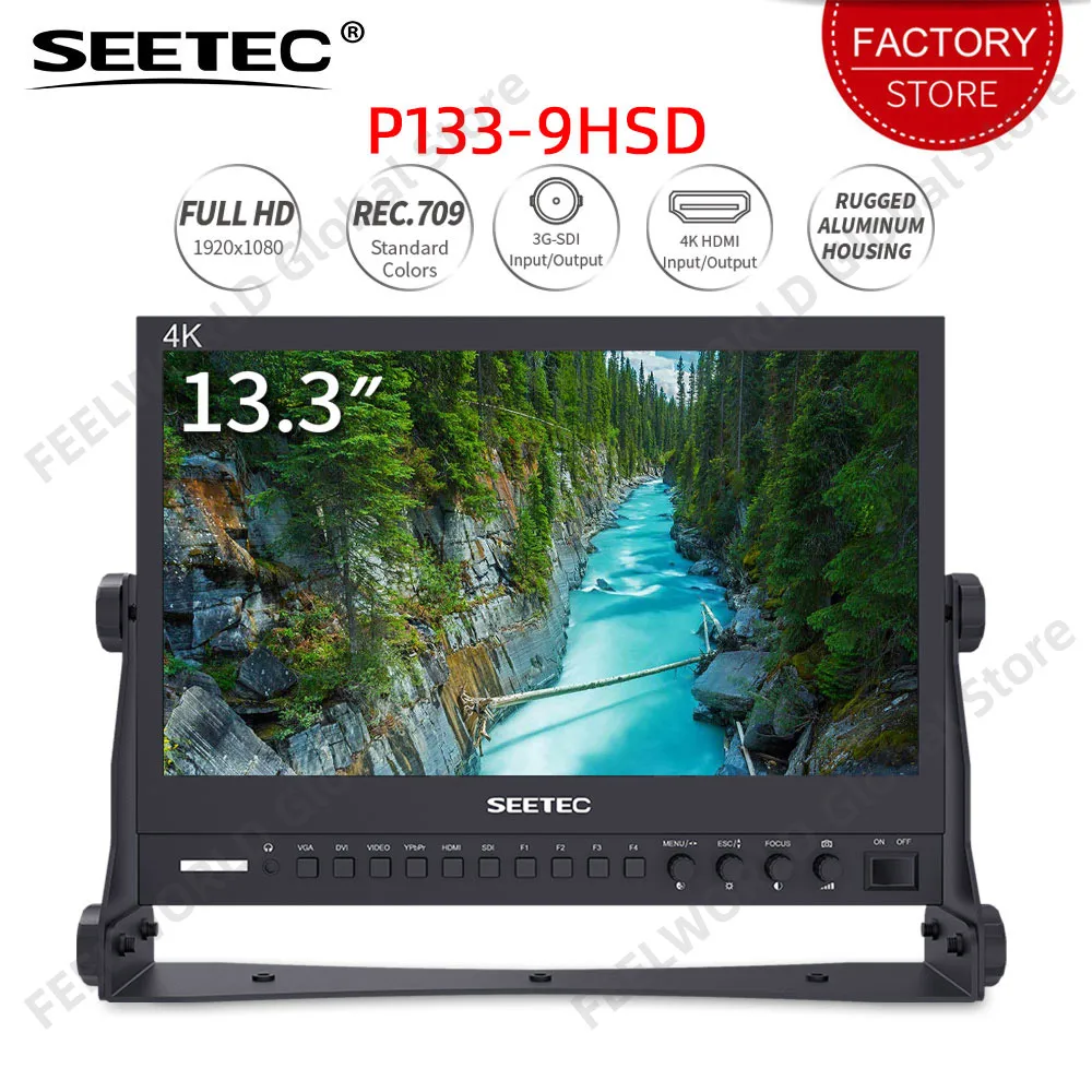 SEETEC P133-9HSD (4K133-9HSD-192) 13.3 Inch Broadcast Director Desktop LCD Monitor 1920x1080 3G-SDI 4K HDMI Studio AV FEELWORLD