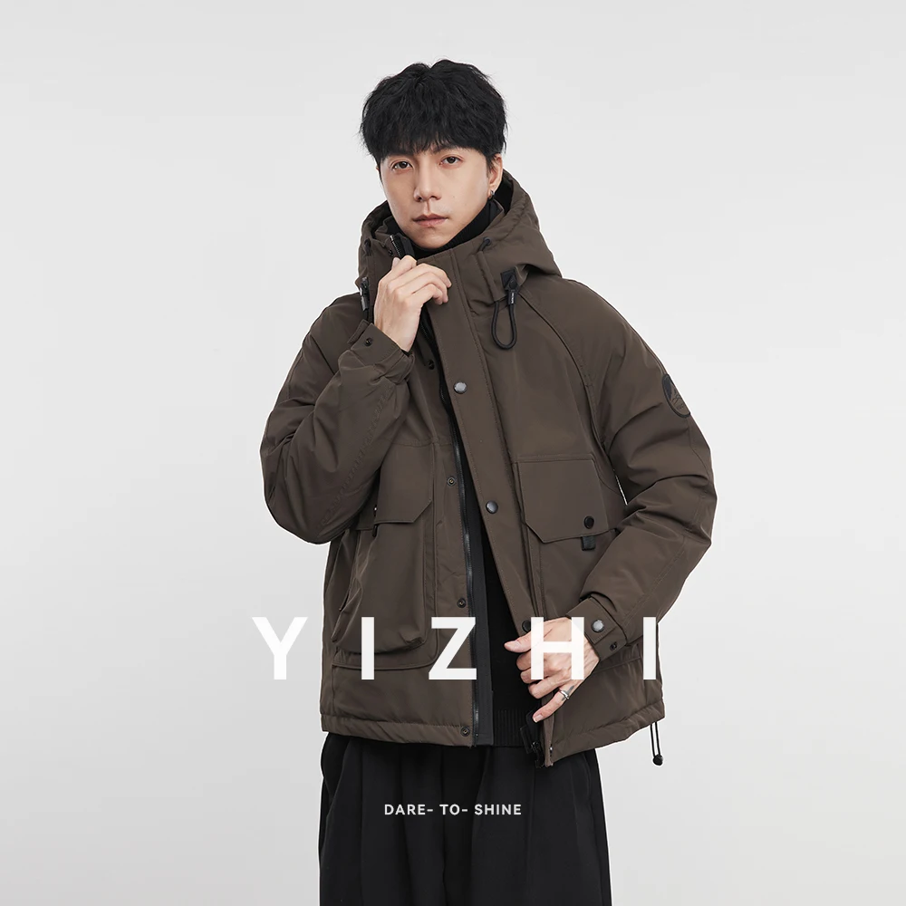 

Модная мужская рабочая одежда 90, куртка на белом утином пуху, зима 2025 года, новая теплая морозостойкая куртка, мужская куртка с капюшоном