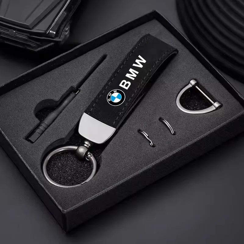 Car Suede Leather Keychain Zinc Alloy Keyring Accessories For BMW M Performance F30 E90 E46 F10 E60 G30 F20 X5 E70 E39 E36 X3 X7