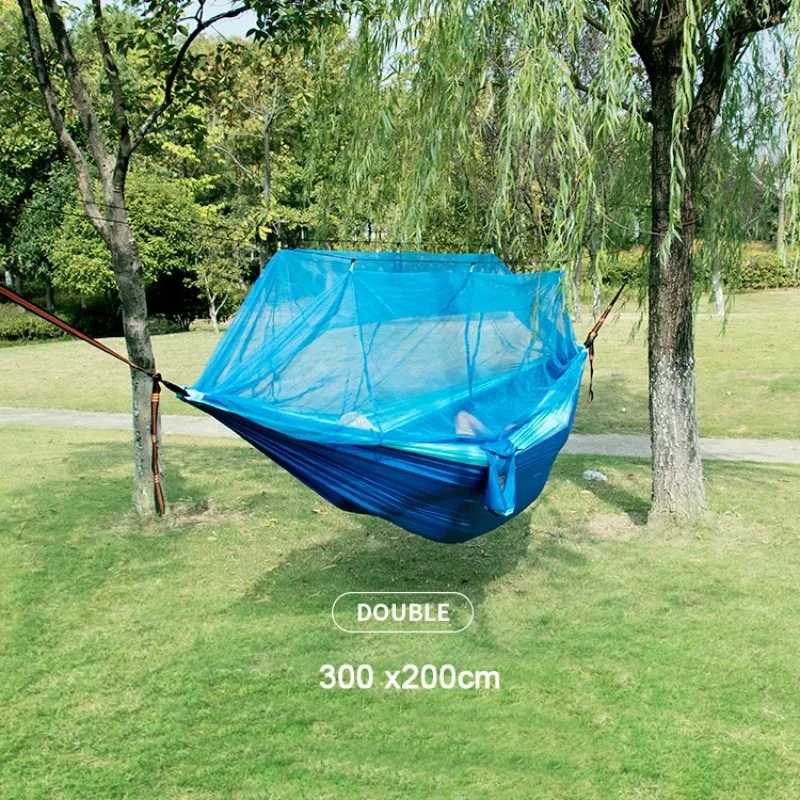 Outdoor Camping Portable Hanging Sleeping Single and Double Travel Hammock with Mosquito Net