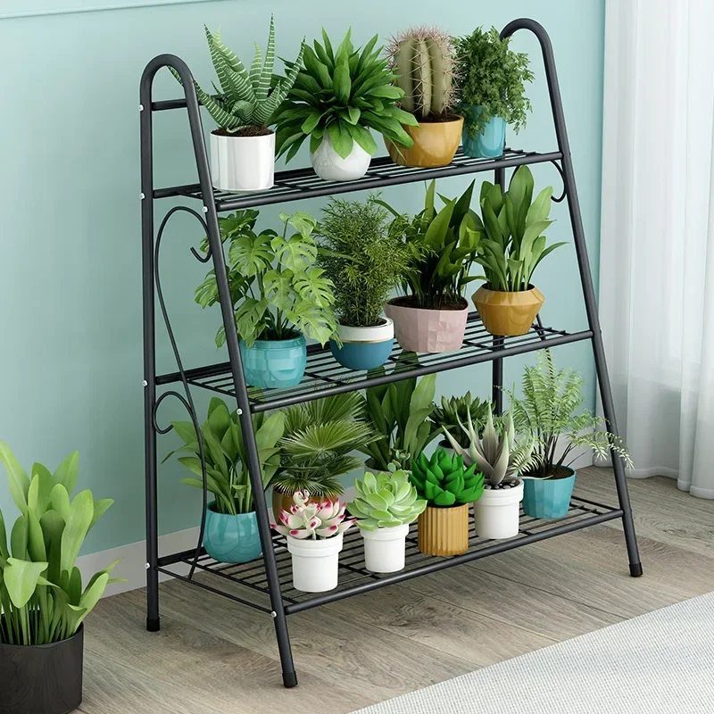 Three-layer Flower Shelf Iron Support for Plant Pots Floor Shoe Rack Sundries Display Holder Balcony and Garden Furniture