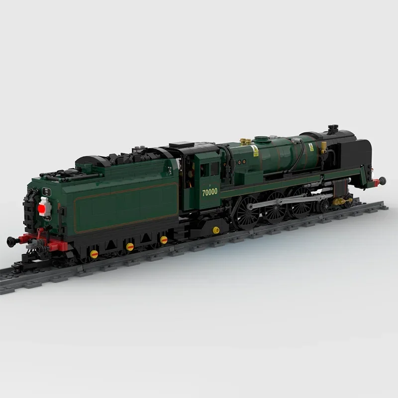 Modello di treno ferroviario Moc Mattoni da costruzione Ferroviario britannico Standard Classe 7 Tecnologia locomotiva Blocchi modulari Regali Giocattoli di Natale