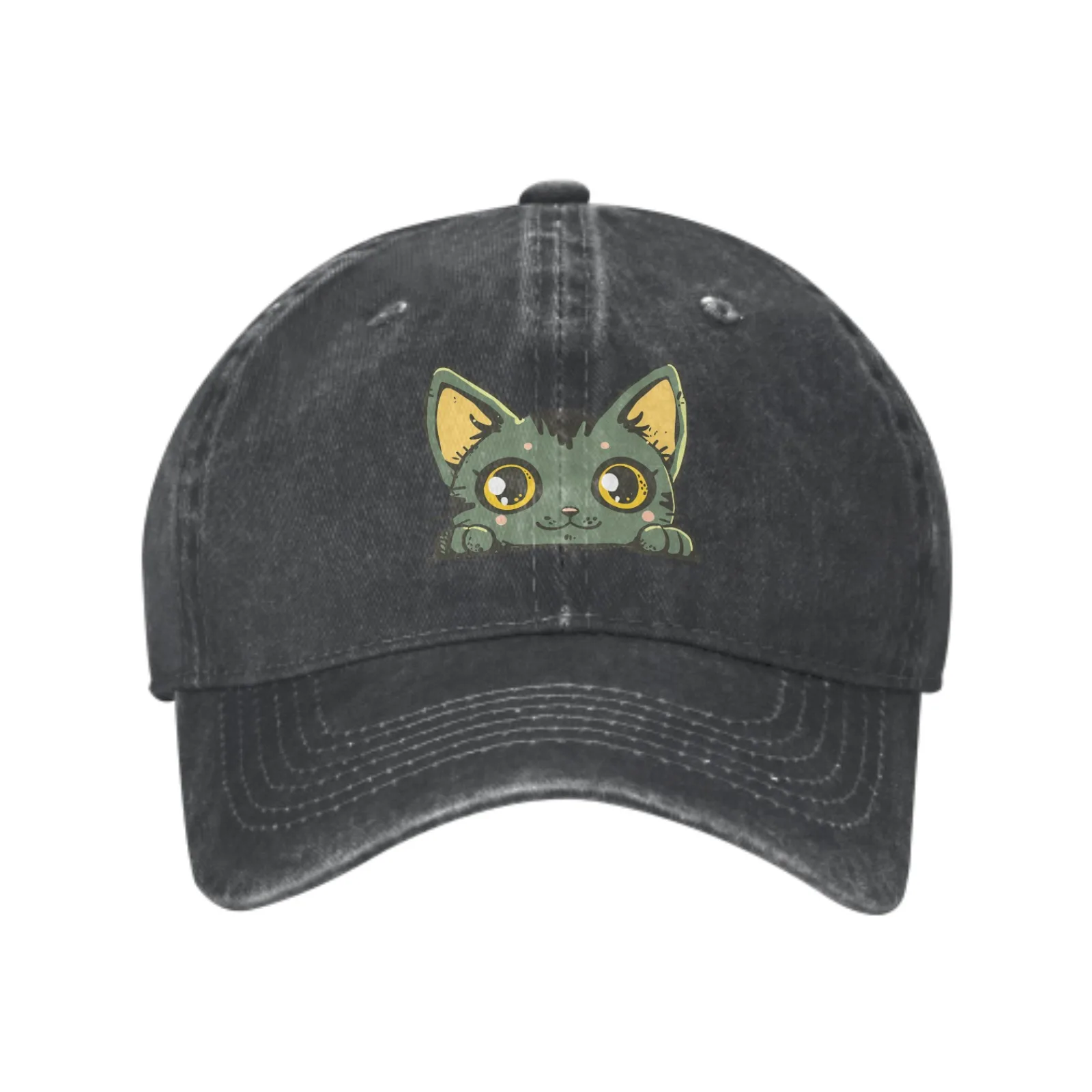 Big Eyes Green Cat Be Prostrate Fashion Classic Cotton Trucker Hat Summer Dad Cowboy Cap Outdoor Leisure Basketball Caps