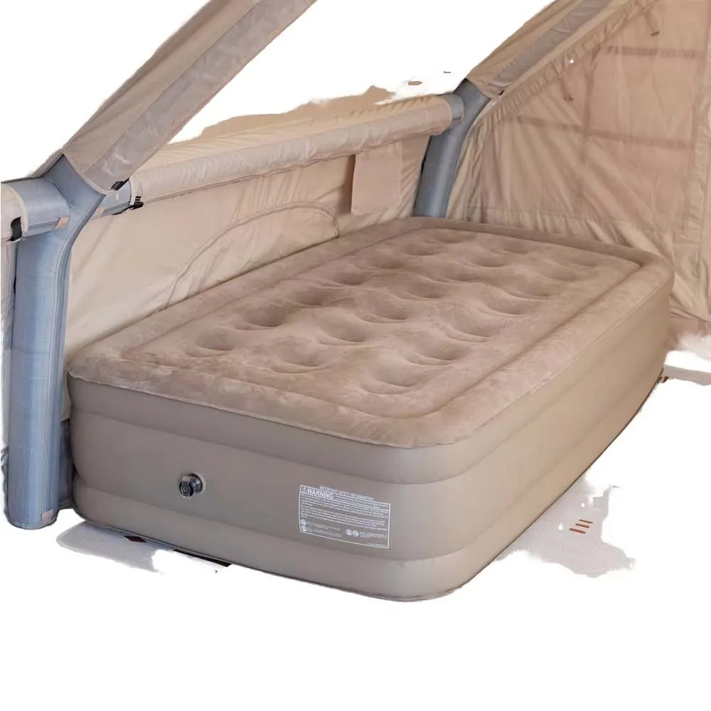 

Горячая настройка, простая установка, надувная надувная кровать, флокированный надувной матрас для кемпинга со встроенным насосом, тканевый чехол, надувной матрас из ПВХ