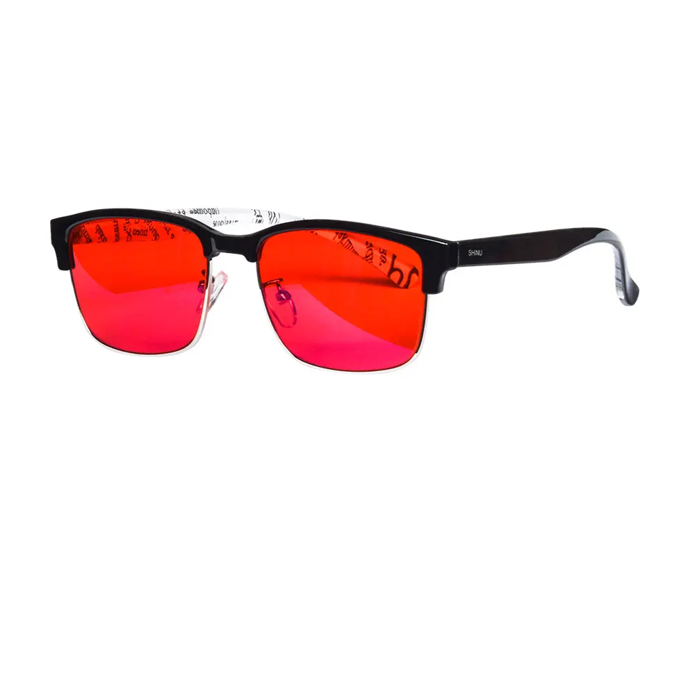 Better Sleep Brille, rote orangefarbene Linse, Nacht-Blaulichtfilterbrille für Männer, verbessert Schlaflosigkeit, quadratische Brille für Männer