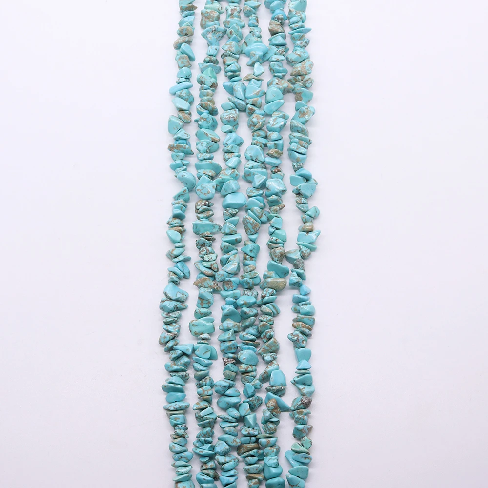 

Irregular Natural Stone Bead Blue Turquoise Chip Gravel Loose Bead Handmade Fashion Necklace Bracelet Jewelry Accessory 1 Strand