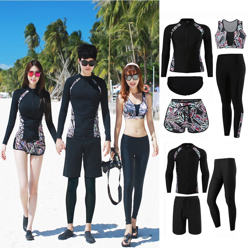 

Wisuwore South Korea 2023 New Couple Diving Suit Conservative Split Long Sleeve Swimwear Sports Large Vacation Beach Swimwear