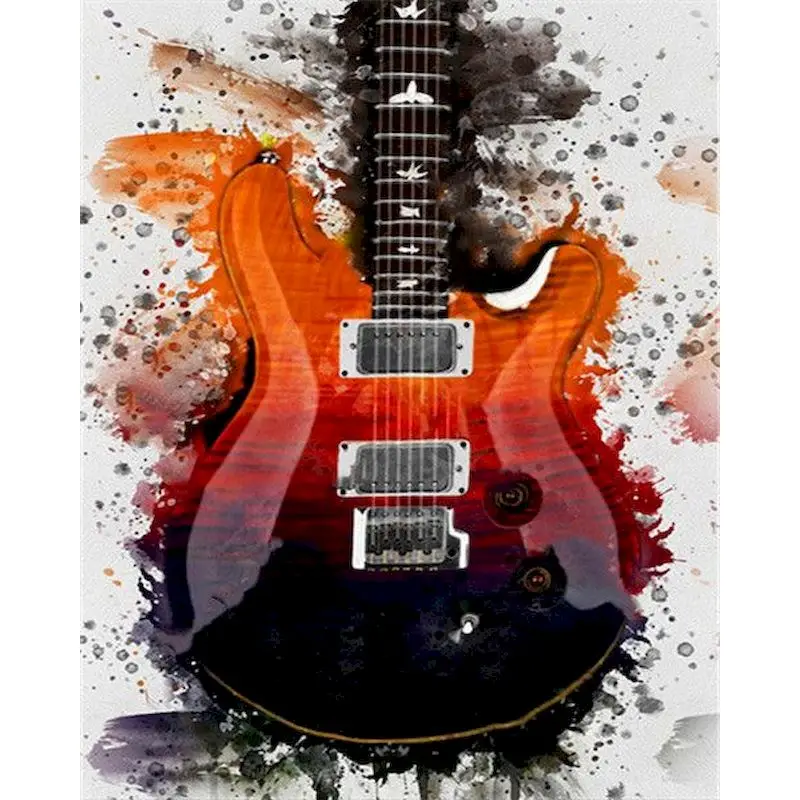 GATYZTORY Farbe Durch Zahlen Gitarre Landschaft DIY 60x75cm Ölgemälde Durch Zahlen Auf Leinwand Landschaft Rahmenlose Digitale wohnkultur