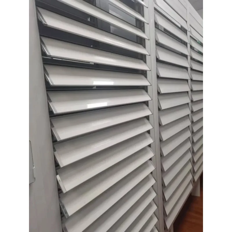 Automatic or Manual Metal Louvers Exterior Shutters with Frame System Sun Shade Waterproof Shutter Louver