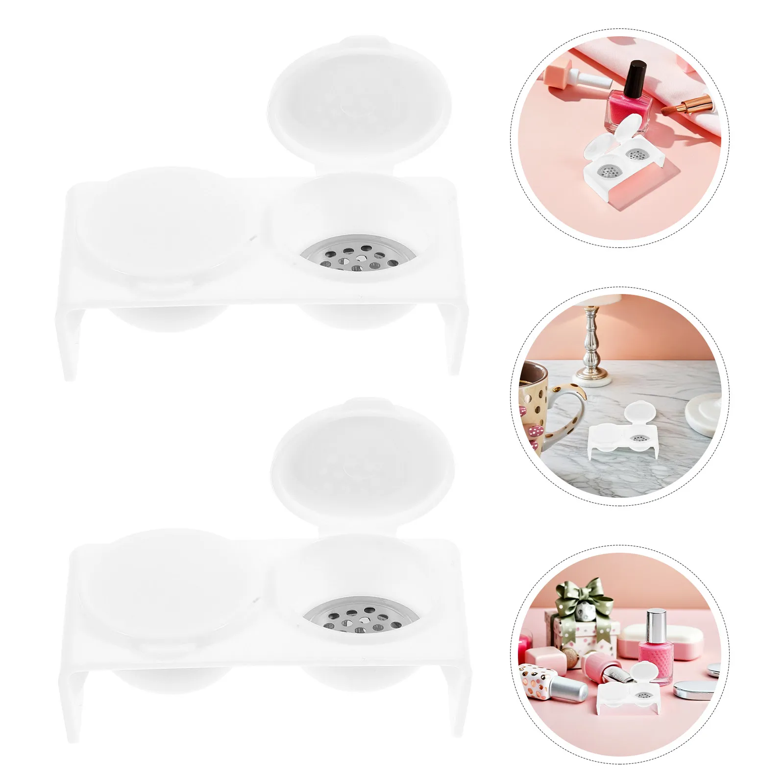 6Pcs Nail Art Cleaner Double Cup Brush Holder Spillproof Dappen Dish Acrylic Powder Mixing Bowl Salon Home Use
