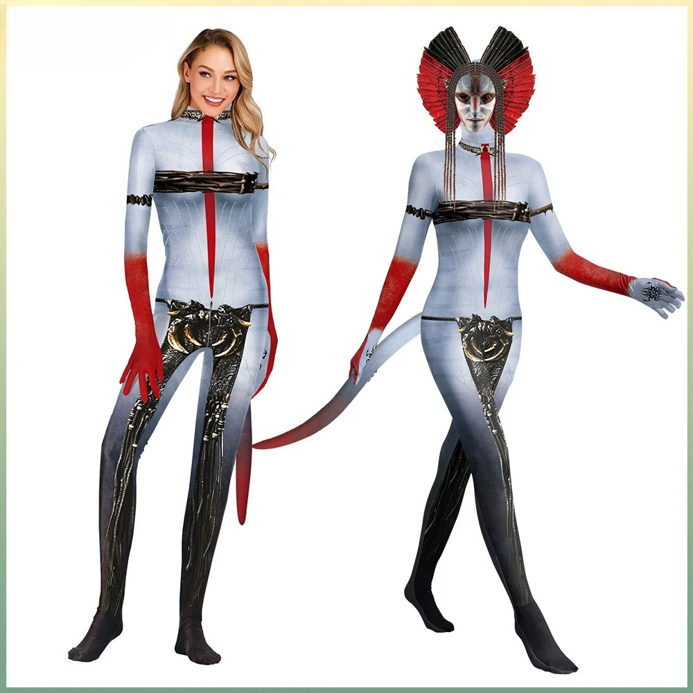 Avatar of Fire Ash Damen Varang Cosplay Kostüm Jumpsuit Kopfbedeckung Schwänze Set Kleidung Weibliche Halloween Karneval Party Outfits