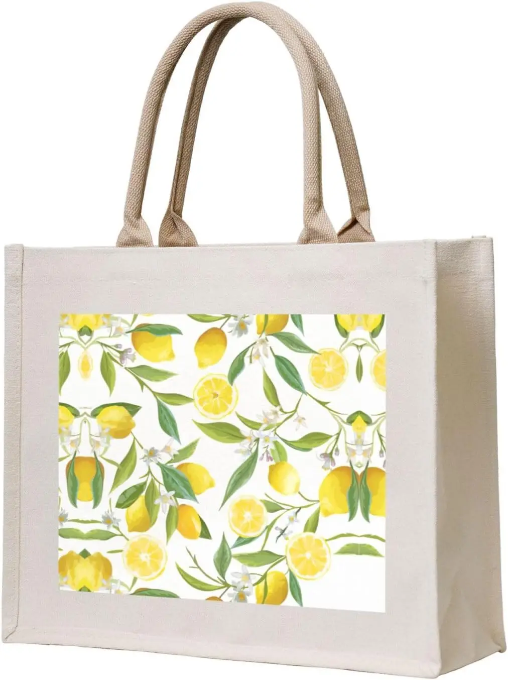 Fresh Tropical Lemons Canvas Carrying Tote Bag,Personalized Present Bag, Womens Tote Bag For Yoga, Work,