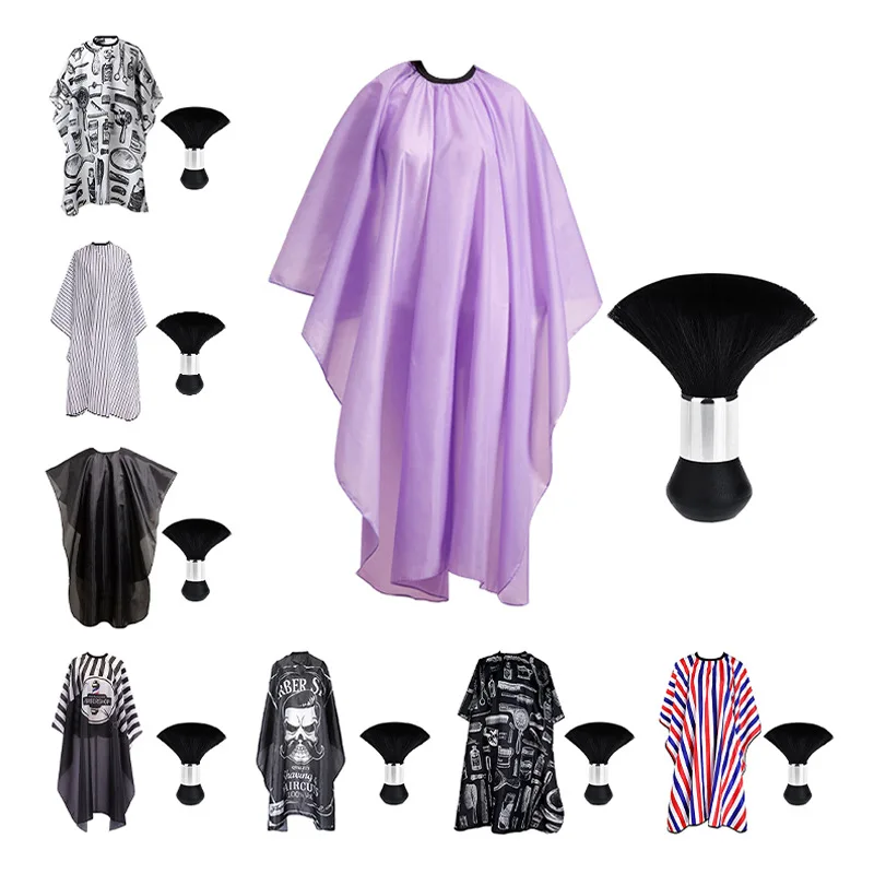 المهنية قطع الشعر الرأس مع الرقبة منفضة فرشاة صالون الحلاق كيب قطع الشعر اكسسوارات طباعة الحلاق كيب مجموعة