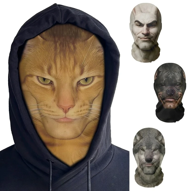 Máscara de Halloween Impresa en 3D, de Malla Elástica, para Perro, Gato o Animal, Transpirable, Cubre Toda la Cara, para Carnaval, Fiesta, Cosplay