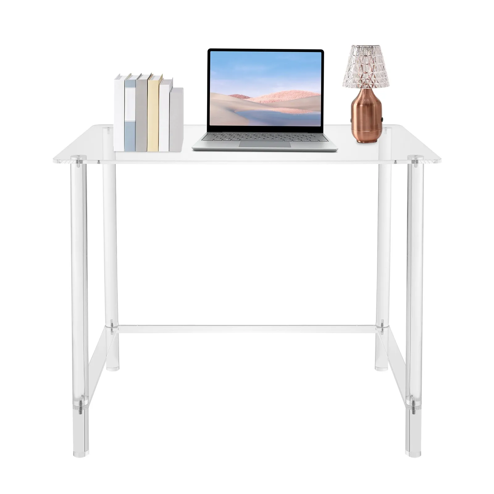 80x50x75cm Clear Acrylic Desk Fillet Modern Acrylic Computer Suitable For Small Spaces Desk Easy To Assemble