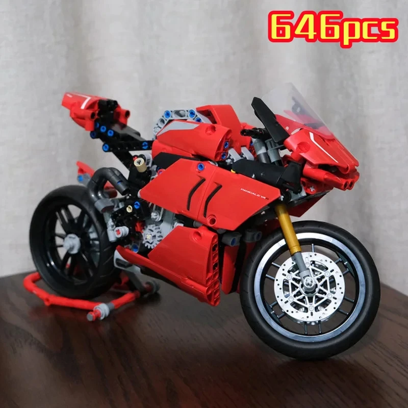 

646PCS Technical Motorcycle Building Blocks IDEAS Model Motorbike Ducatis Racing Vehicle MOC Assemble Bricks Toys for Kids Gifts