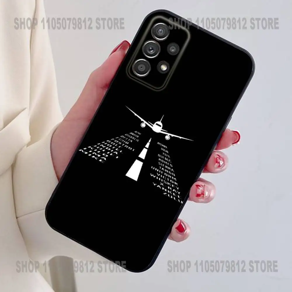 حافظة هاتف بنمط طائرة ممتازة لهاتف سامسونج S24,21,22,23,30, Ultra,20, Plus, Note,10,9, حافظة سيليكون ناعمة سوداء #2