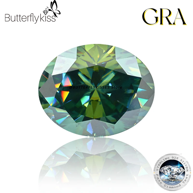 Butterflykiss Real Oval Moissanite Loose Gemstones 0.5-8CT D Color VVS1 Excellent Cut Pass Diamond Tester With GRA Certificate