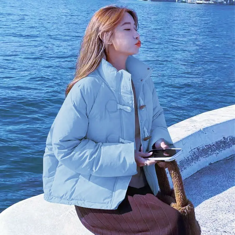 Veste courte en coton épais et ample pour femme, col montant, nouvelle collection hiver 2025