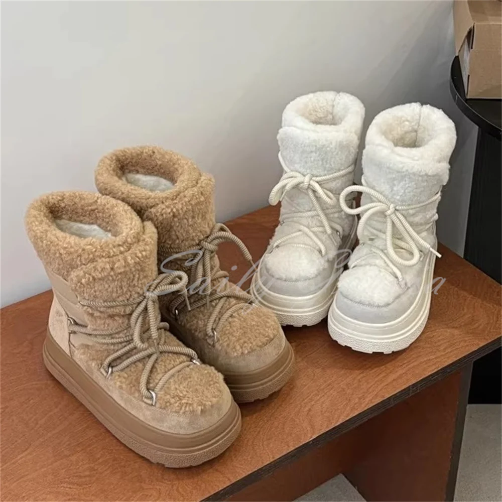 2026 شتاء جديد الخبز حزام أفخم الثلوج الأحذية للنساء جولة تو سميكة القاع المخملية الدافئة حزام المضادة للانزلاق القطن الأحذية #3