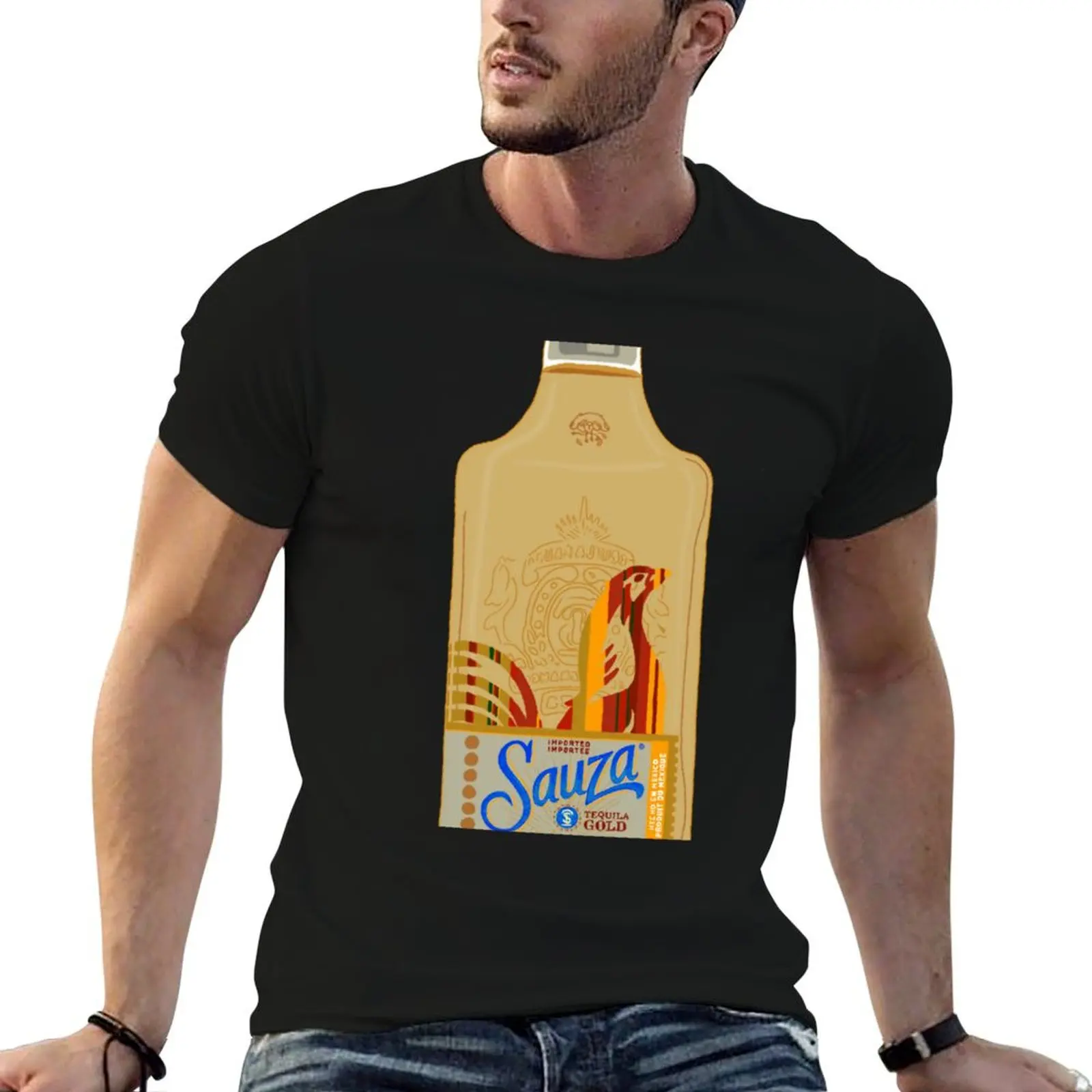 Camiseta Sauza Tequila Bottle, camisetas para hombre, camisetas divertidas de algodón para hombre, camiseta de algodón para hombre, camiseta de diseñador