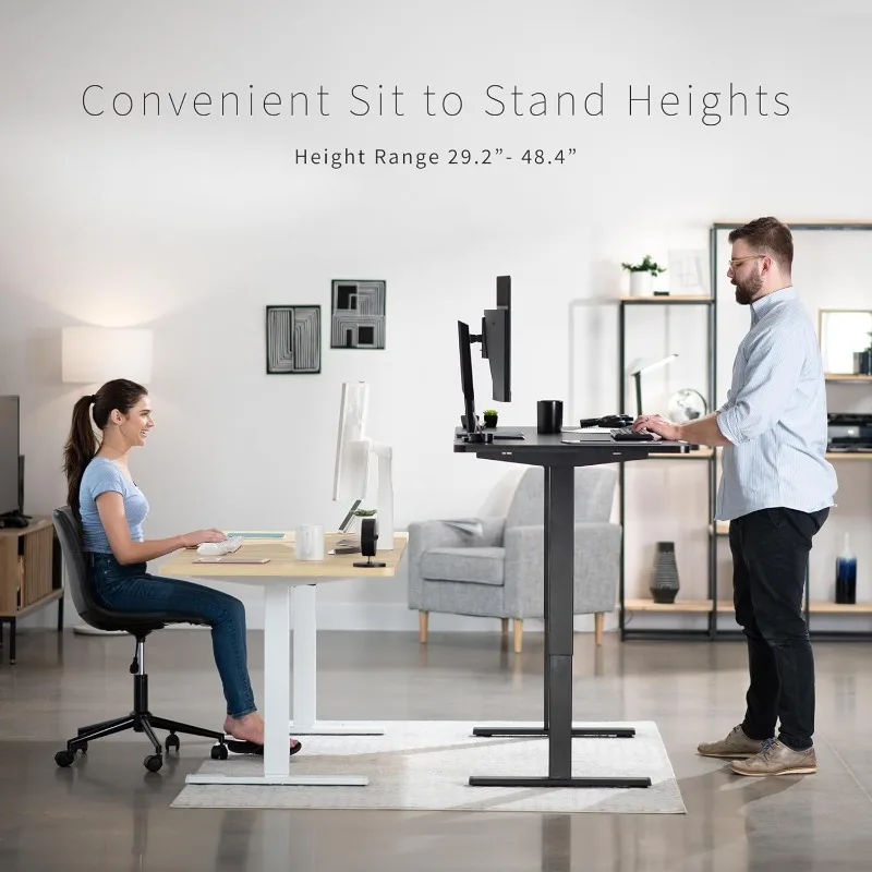 Electric 71 x 30 inch standing desk workstation, Memory controller height adjustment, Series 1B, black top and black frame