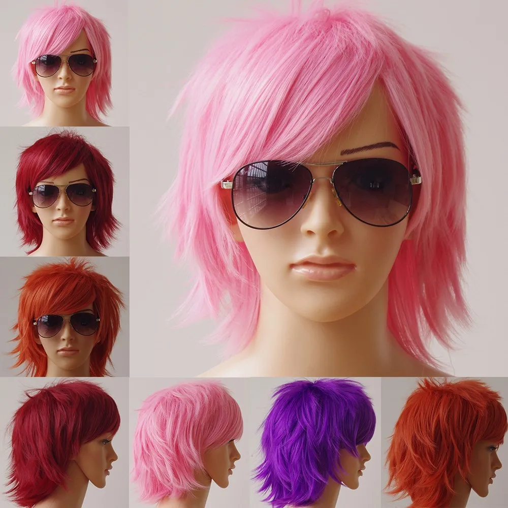 Halloweenowa peruka krótka Kudłaty proste pełne peruki Syntetyczny brązowy blond C Unisex USA