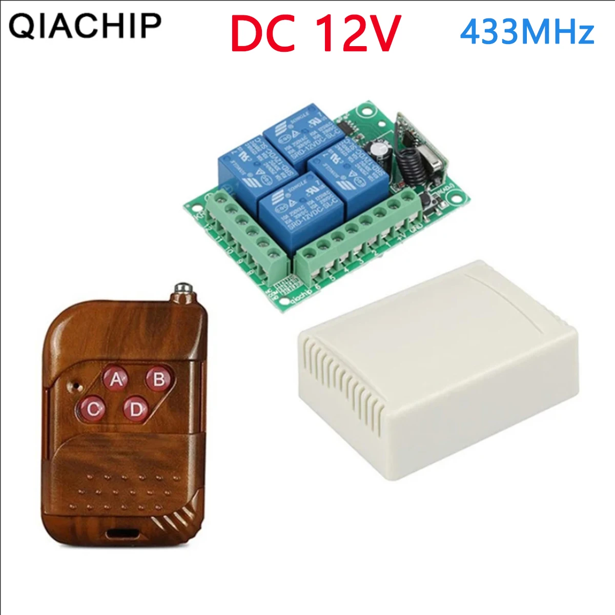 QIACHIP 433Mhz DC 12V Universal Wireless Remote Control Switch 4 CH RF Relay Receiver Module For Smart Home Garage Gate 433 Mhz