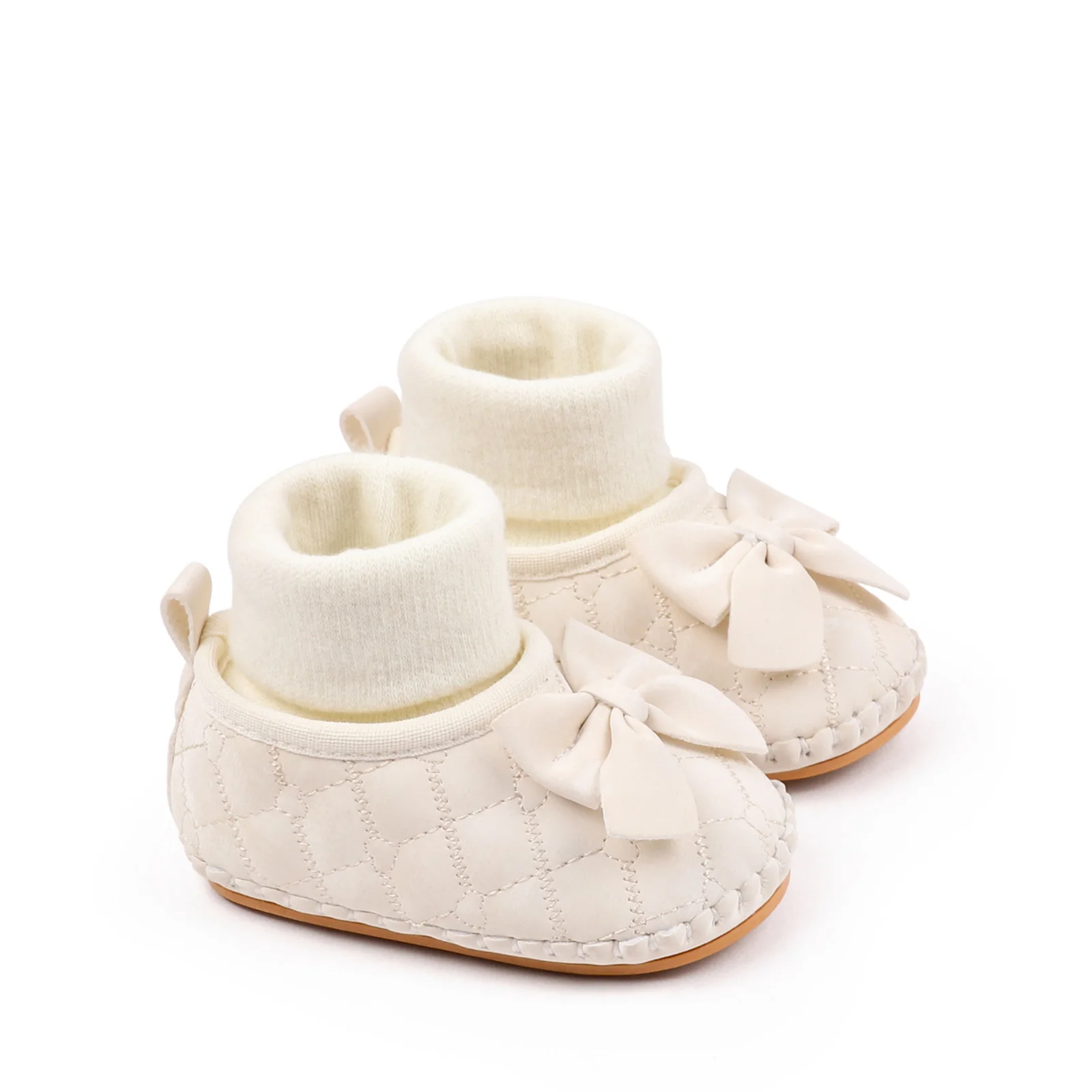 

Мягкие пинетки-туфли Blotona для новорожденных с бантом, из искусственной кожи, на плоской подошве, идеальные для первых шагов