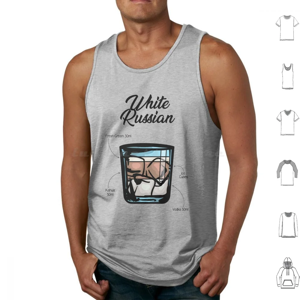 Camisetas sin mangas blancas para cóctel ruso, chaleco sin mangas para cóctel, hielo ruso blanco, Vodka Kahlua, crema fresca, copa baja