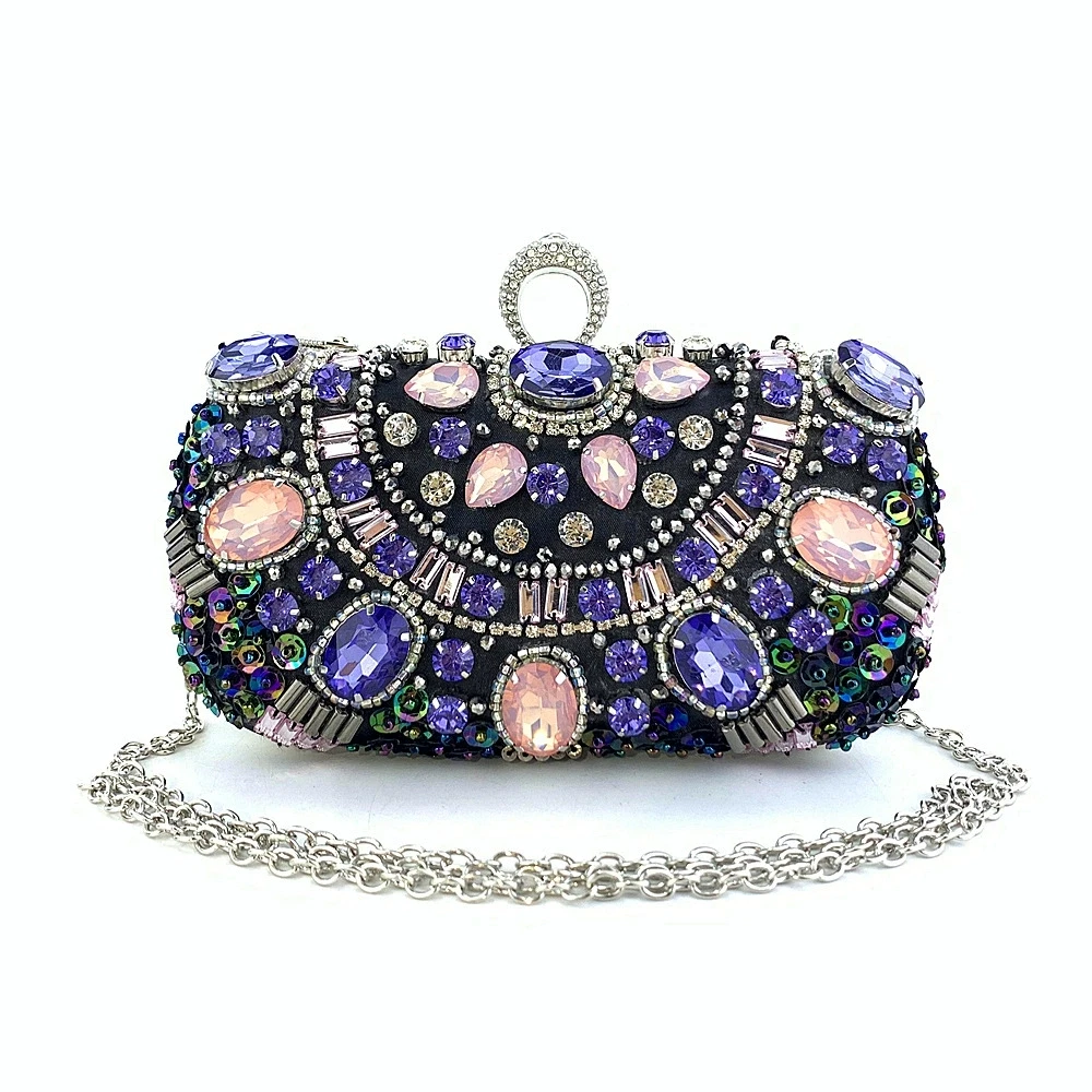 Handicraft Bead Embroidery Rhinestone Wallet Handbag Shiny Luxury Versatile Noble Exquisite Party Banquet Crystal Dinner bag