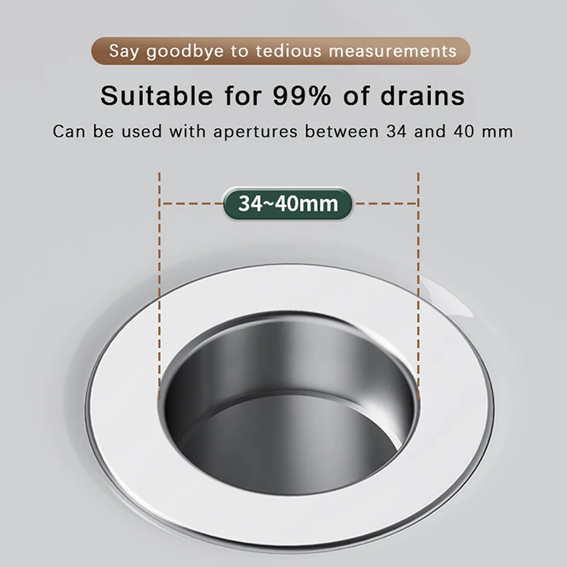 HOSink-Bouchon de vidange d'évier pop-up, crépine, filtre de vidange de noyau de bassin universel pour 8cm de profondeur, filtre d'évier de douche