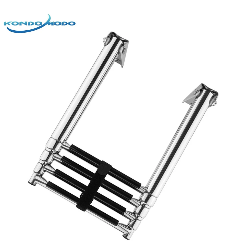 4 Step Boat Telescoping Folding Ladder Stainless Steel Marine Hardware Deck Outboard Swim Platform Marine Yacht Accessories