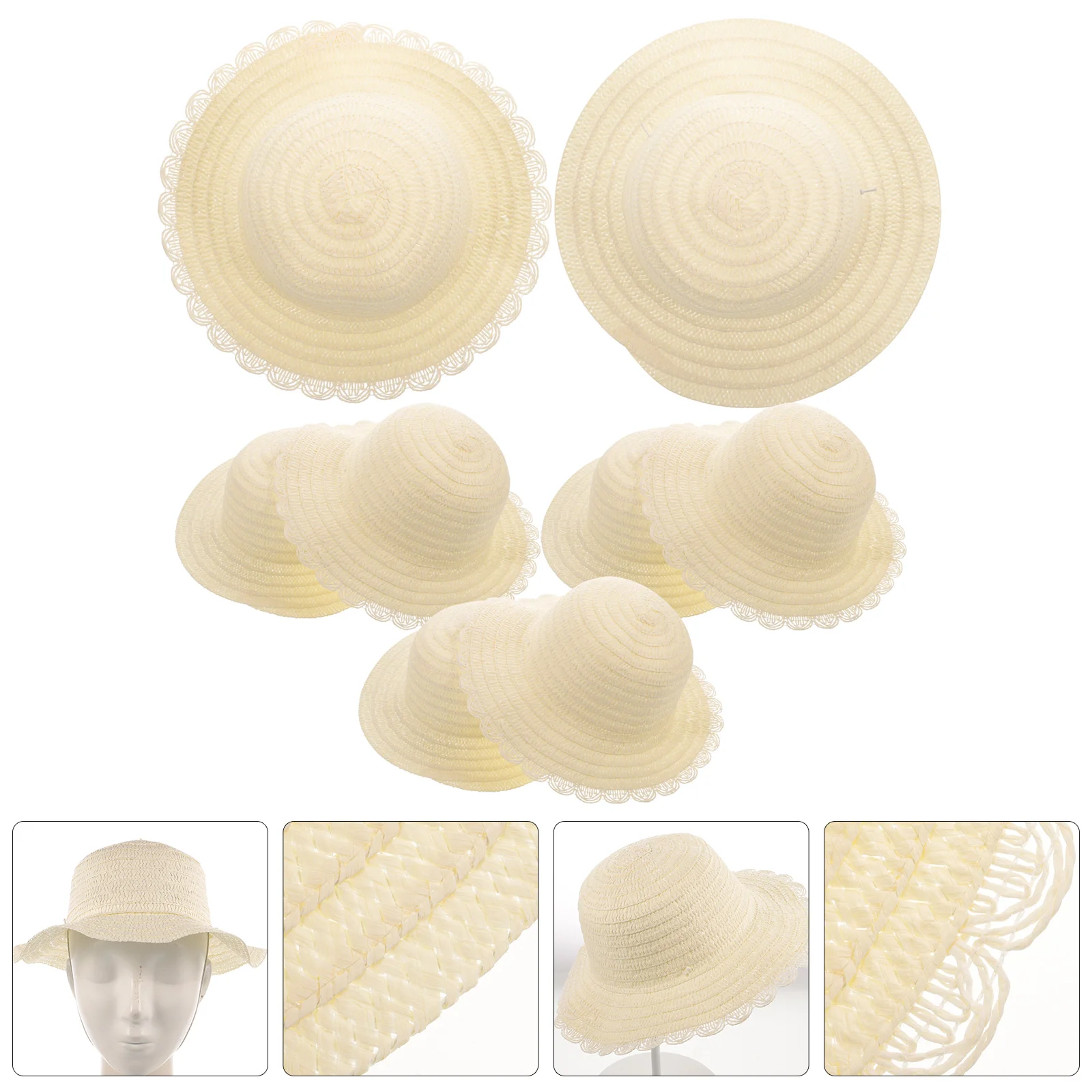 

8 Pcs Suite DIY Straw Hat Child Children Toys Natural Grass Kids Hats for Crafts