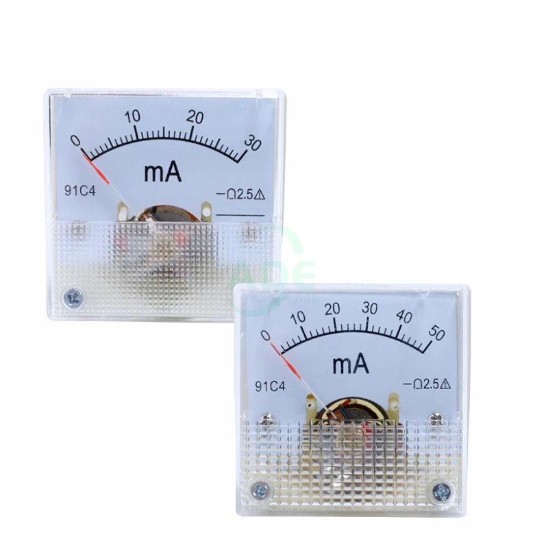 91C4- mA DC Pointer type milliammeter 1mA 5mA 10mA 50mA 100mA 200mA 300mA 500mA Analog Mechanics Plate table Ammeter