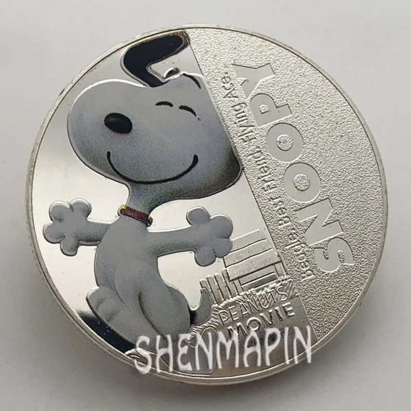 40MM Snoopy Anime Kawaii Medallion Commemorative Metal New Crafts Gold Commemorative Gift Set Birthday Gift The Coin